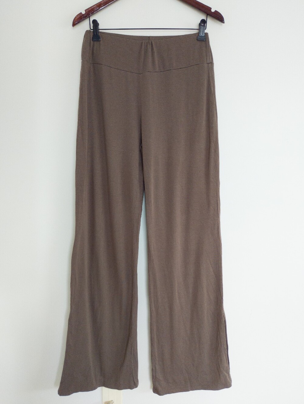 CHALET Medium Bamboo Cotton Stretch Wide Leg Pants Brown Lagenlook USA